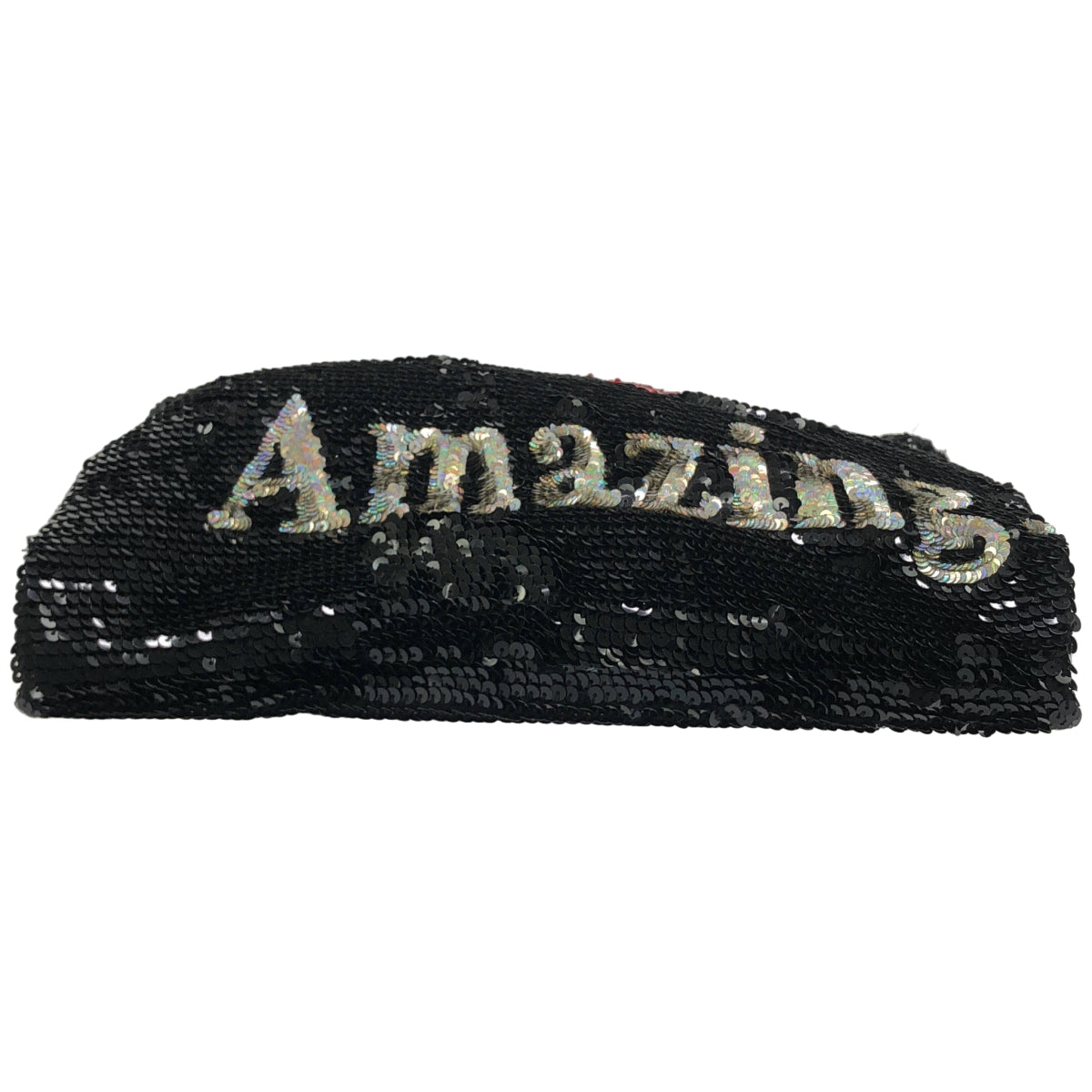 ブラック LOVE IS AMAZING スパンコール トートバッグ ハンドバッグ
