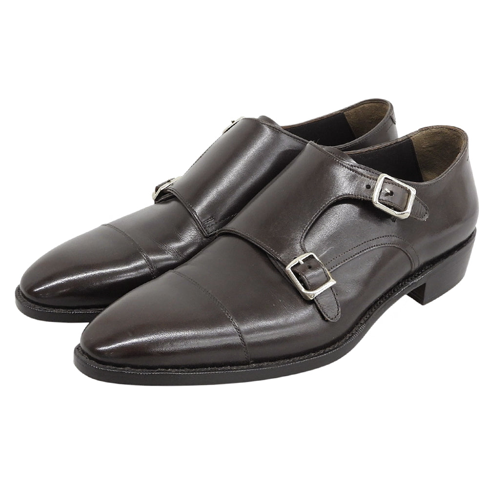 BEAMS F ビームスエフ 美品 レザー ダブルモンク ストラップ シューズ メンズ ブラウン 8 1/2 BE6300 シューズ