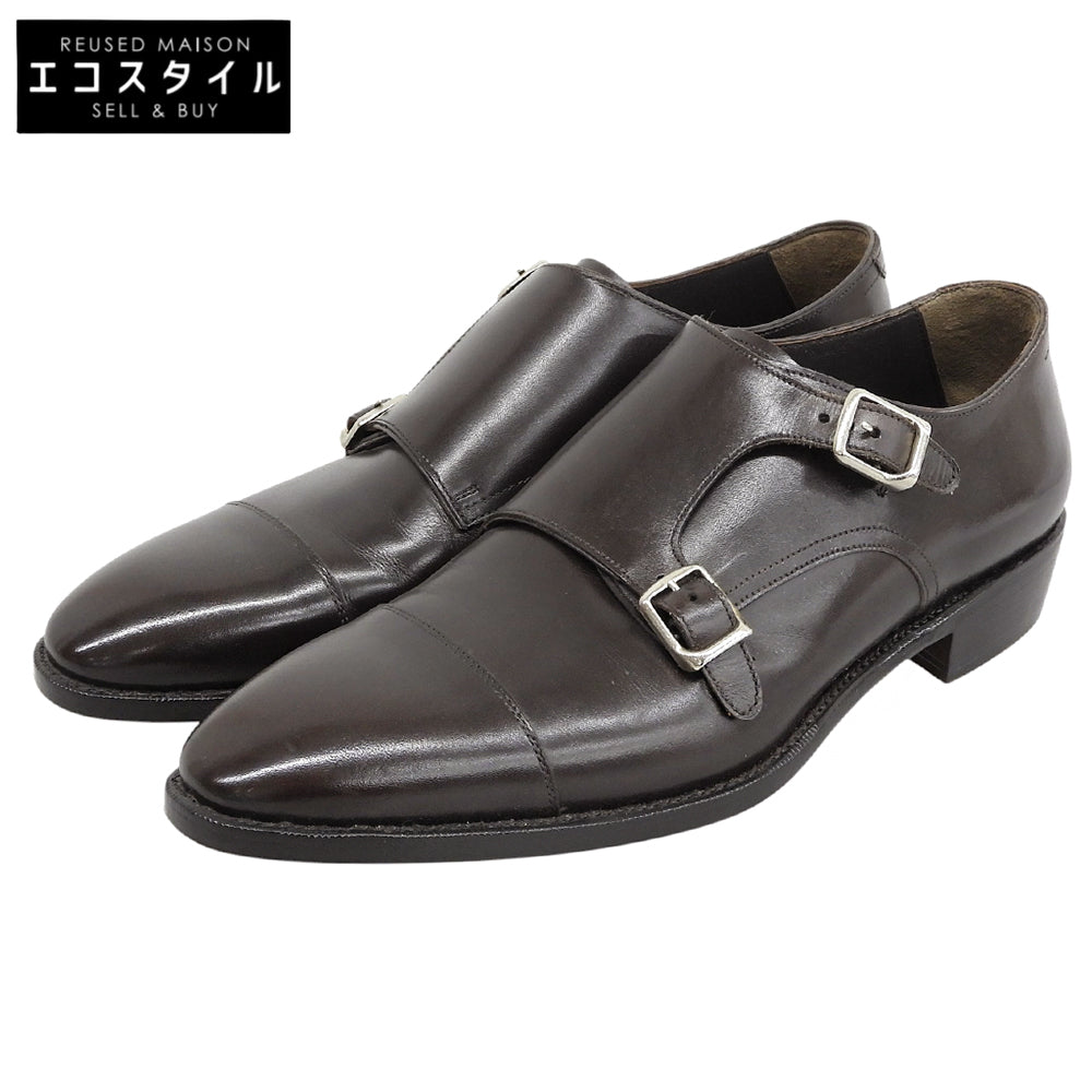 BEAMS F ビームスエフ 美品 レザー ダブルモンク ストラップ シューズ メンズ ブラウン 8 1/2 BE6300 シューズ