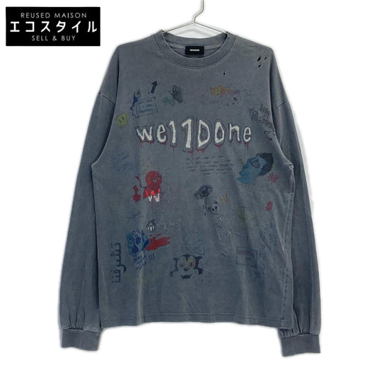 WE11DONE ウェルダン ブラック WHITE DOODLE LONG-SLEEVED T-SHIRTS トップス