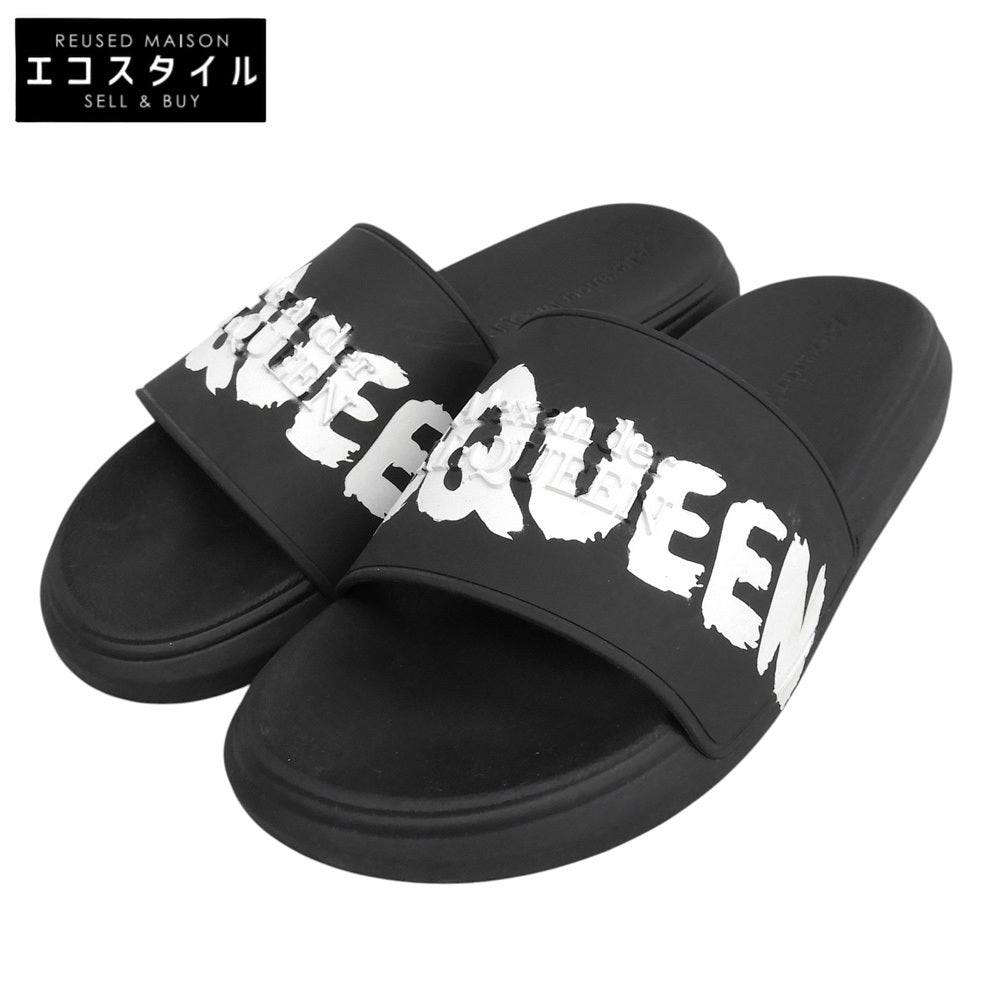 ALEXANDER McQUEEN アレキサンダーマックイーン GRAFFITI RUBBER POOL SLIDE サンダル シューズ メンズ 黒 ブラック 40 シューズ