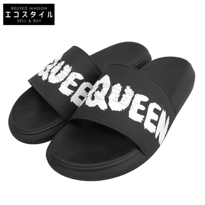 ALEXANDER McQUEEN アレキサンダーマックイーン GRAFFITI RUBBER POOL SLIDE サンダル シューズ メンズ 黒 ブラック 40 シューズ