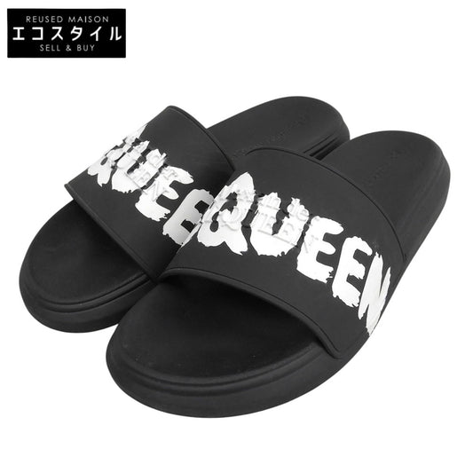 ALEXANDER McQUEEN アレキサンダーマックイーン GRAFFITI RUBBER POOL SLIDE サンダル シューズ メンズ 黒 ブラック 40 シューズ