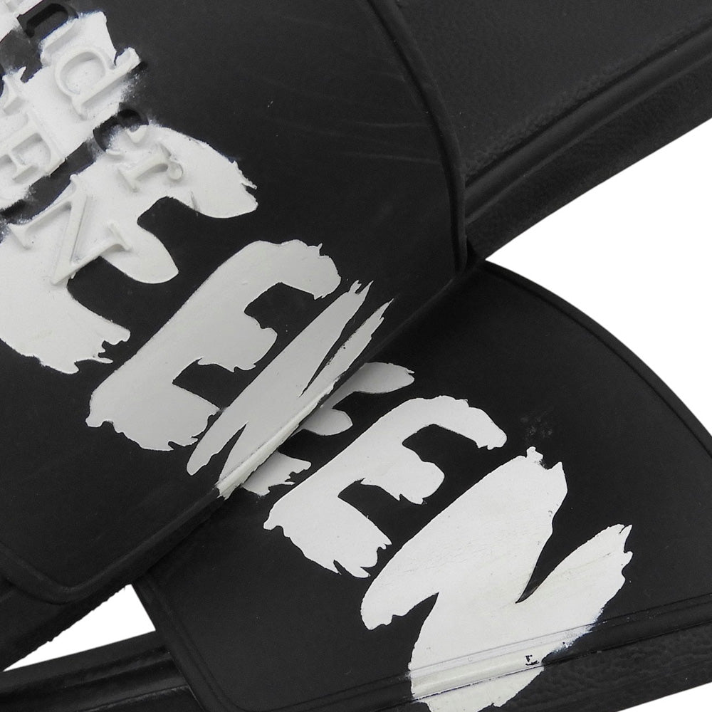 ALEXANDER McQUEEN アレキサンダーマックイーン GRAFFITI RUBBER POOL SLIDE サンダル シューズ メンズ 黒 ブラック 40 シューズ