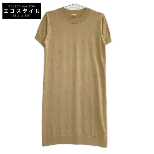 HERMES エルメス 16-7712 ベージュ シルクコットン Hリフト ニット ワンピース ワンピース