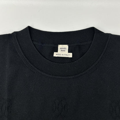 HERMES エルメス 16-7712 ブラック シルクコットン Hリフト ニット ワンピース ワンピース