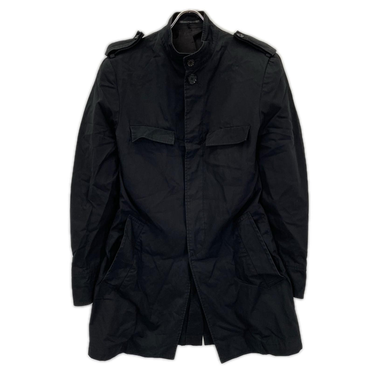 Yohji Yamamoto POUR HOMME ヨウジヤマモトプールオム HH-J61-045 08SS REPLICA ブラック スタンドカラー エポーレットデザイン ミリタリー コート ジャケット