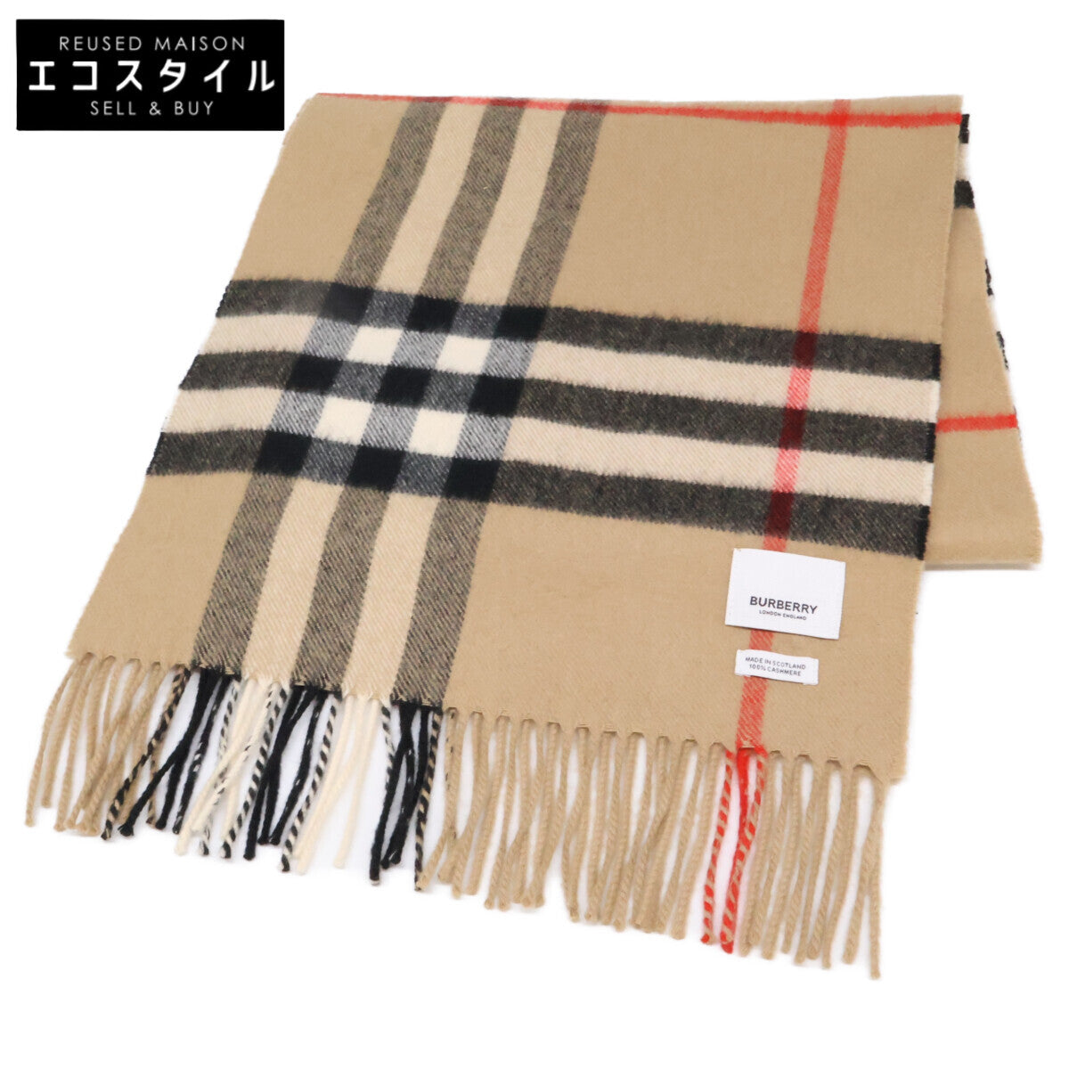 BURBERRY バーバリー 【美品】ノバチェック カシミヤ フリンジ マフラー
