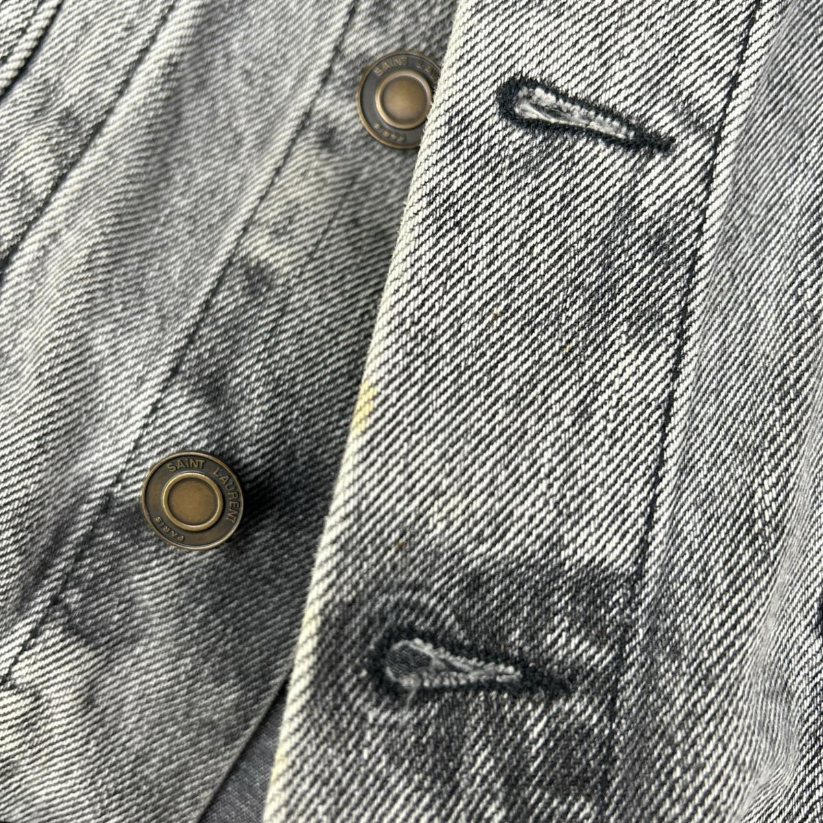 SAINT LAURENT PARIS サンローランパリ 17年 グレー 500393 ダメージ加工 デニム ジャケット ジャケット
