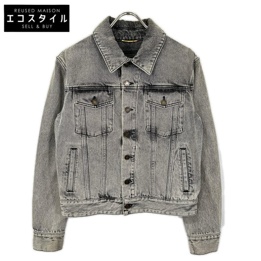 SAINT LAURENT PARIS サンローランパリ 17年 グレー 500393 ダメージ加工 デニム ジャケット ジャケット