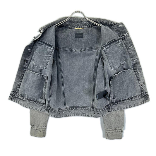 SAINT LAURENT PARIS サンローランパリ 17年 グレー 500393 ダメージ加工 デニム ジャケット ジャケット