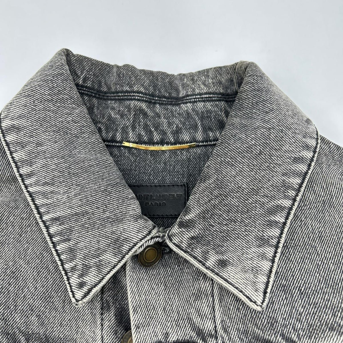 SAINT LAURENT PARIS サンローランパリ 17年 グレー 500393 ダメージ加工 デニム ジャケット ジャケット