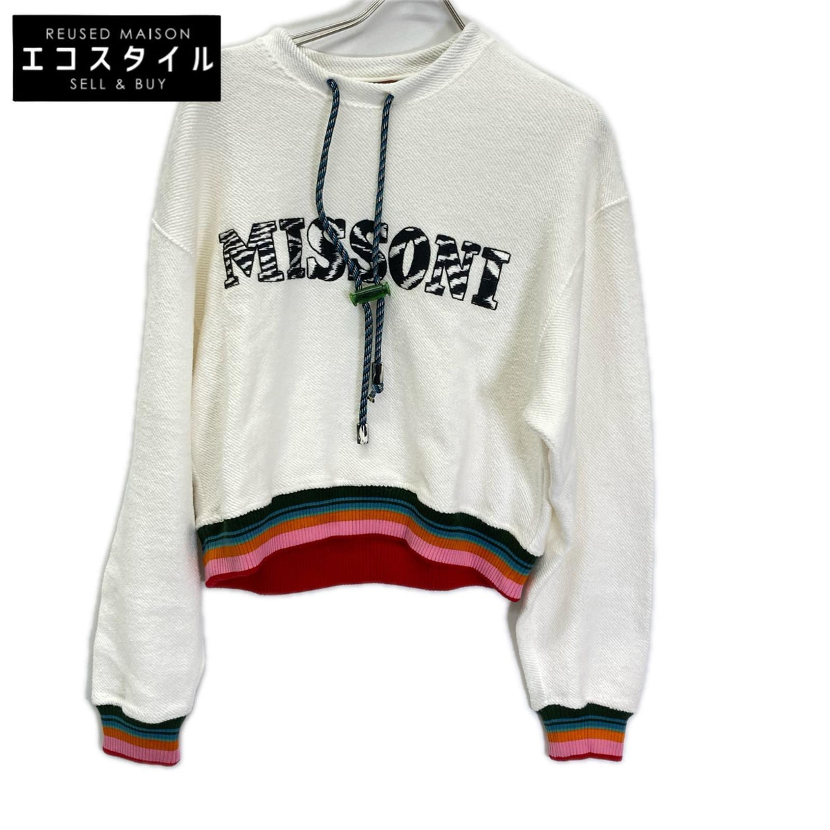 MISSONI ミッソーニ 21 02 MDW00017 BJ008L ホワイト ドローコード ロゴ トレーナー トップス