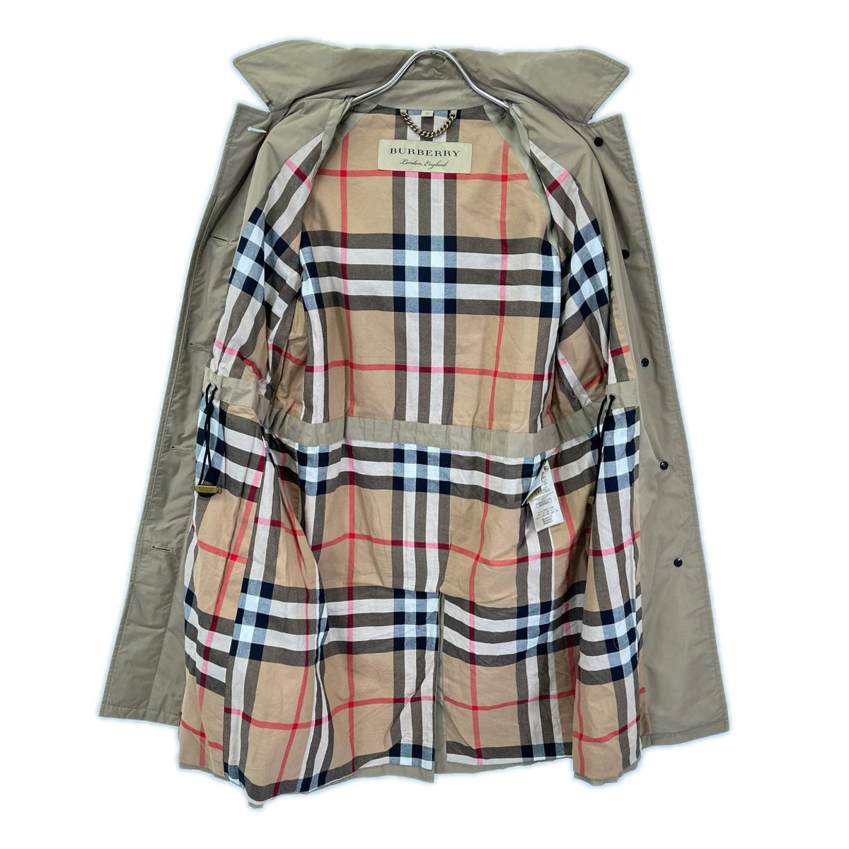 Burberry LONDON バーバリーロンドン 85R3436 カーキ 裏地ノバチェック ロングコート コート