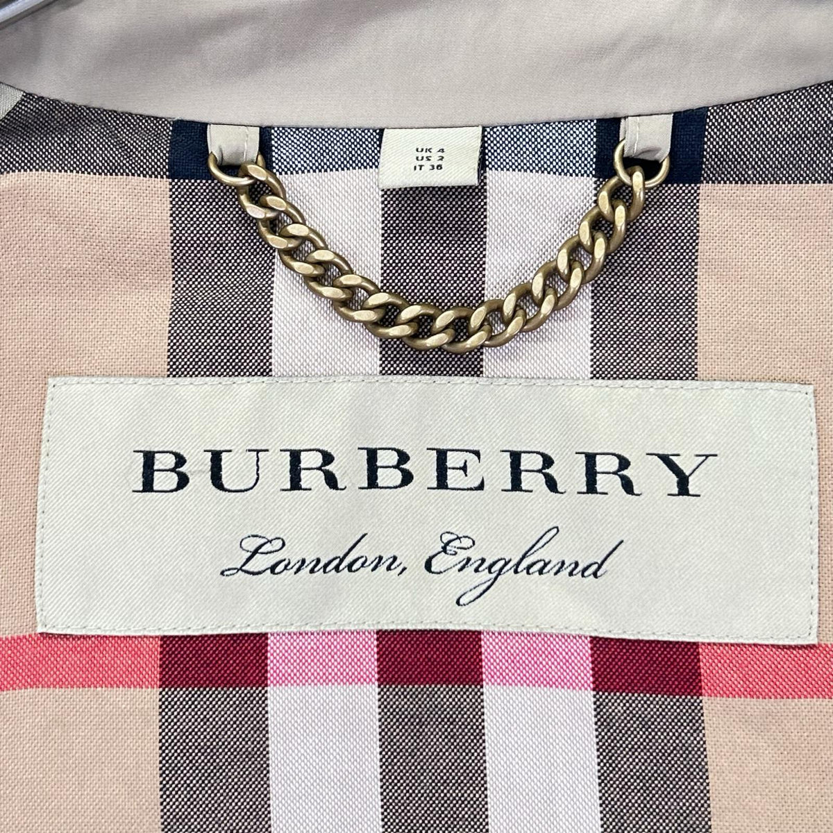 Burberry LONDON バーバリーロンドン 85R3436 カーキ 裏地ノバチェック ロングコート コート