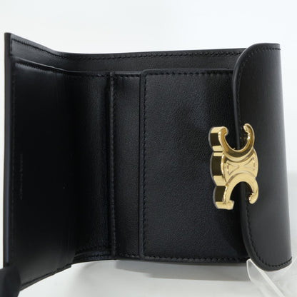 CELINE セリーヌ 【新品同様】スモール フラップウォレット トリオンフ / シャイニーカーフスキン 二つ折り財布（小銭入れあり）