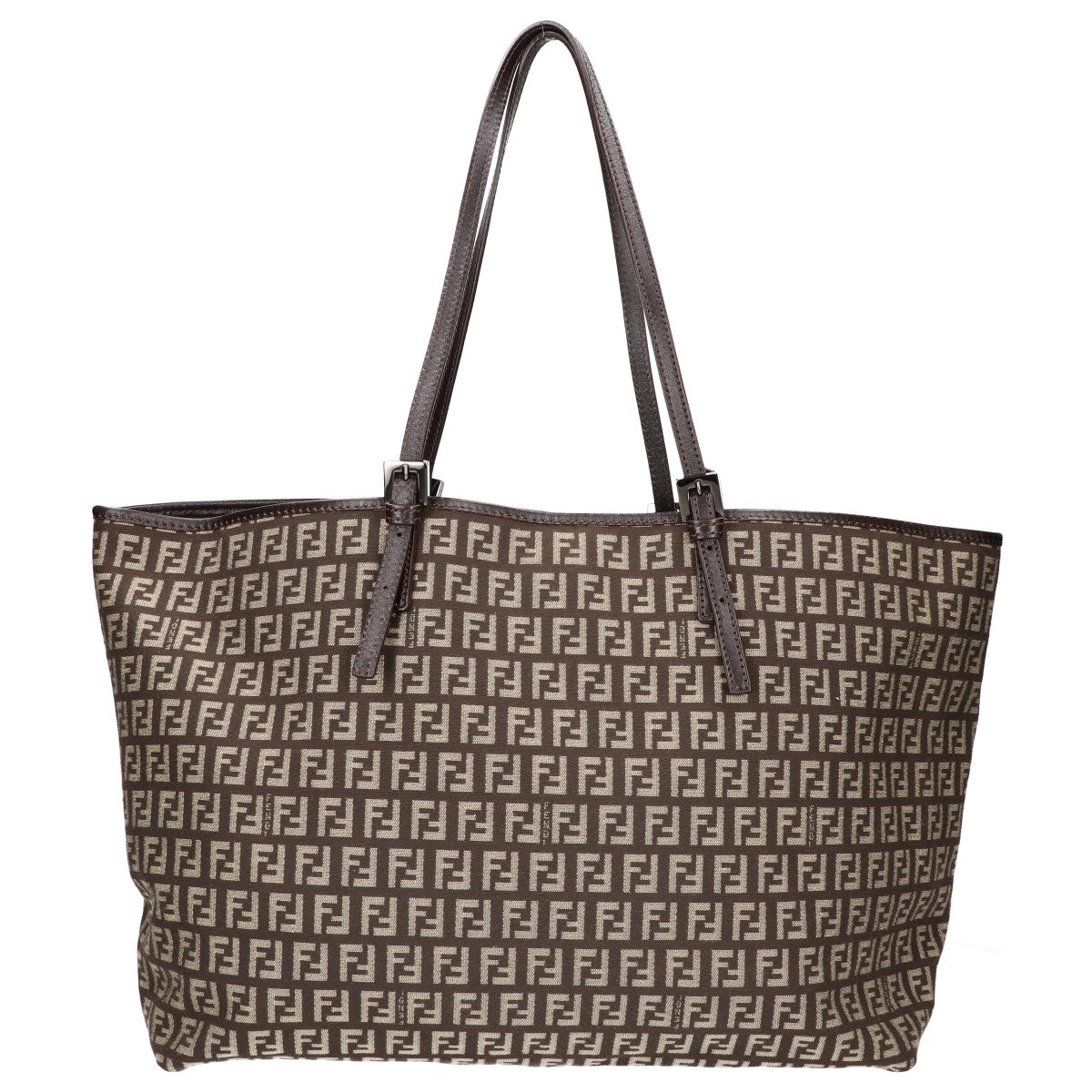 FENDI フェンディ 美品 8BH127 ズッキーノ レザーハンドル キャンバス トートバッグ