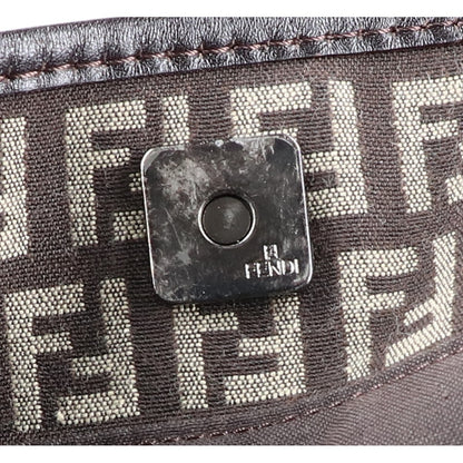 FENDI フェンディ 美品 8BH127 ズッキーノ レザーハンドル キャンバス トートバッグ