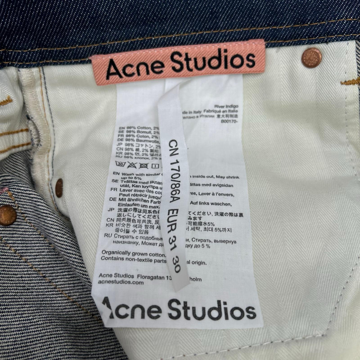 ACNE STUDIOS アクネ ストゥディオズ B00170 インディゴ ブタンフライ デニムパンツ ボトムス