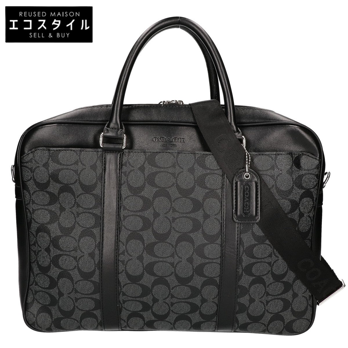 COACH コーチ シグネチャー PVC/レザー 2WAY ブリーフケース ビジネスバッグ ブリーフケース