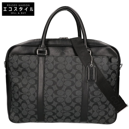 COACH コーチ シグネチャー PVC/レザー 2WAY ブリーフケース ビジネスバッグ ブリーフケース