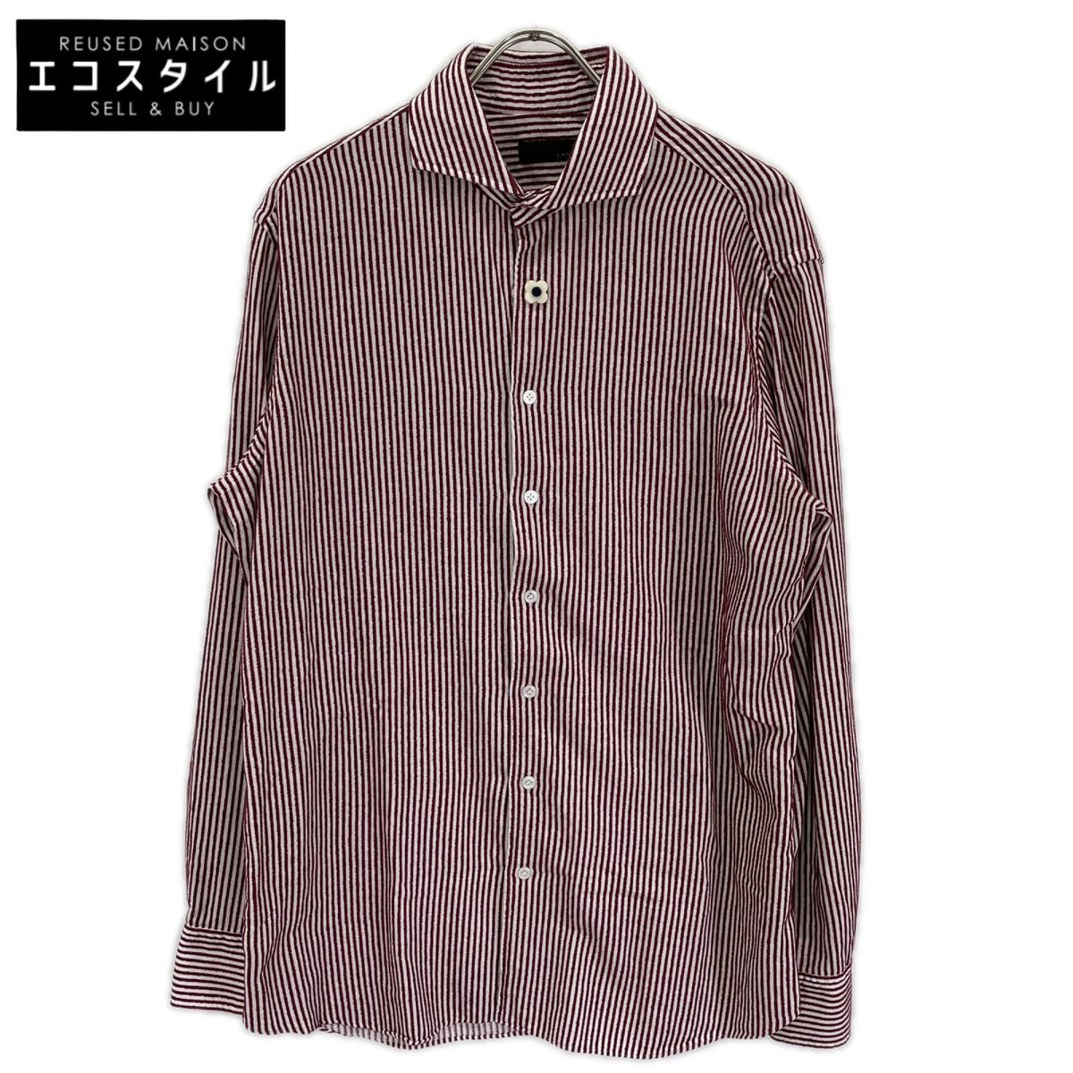 LARDINI ラルディーニ IEW22FP1 レッド×ホワイト コットン ストライプ オーバーサイズシャツ トップス