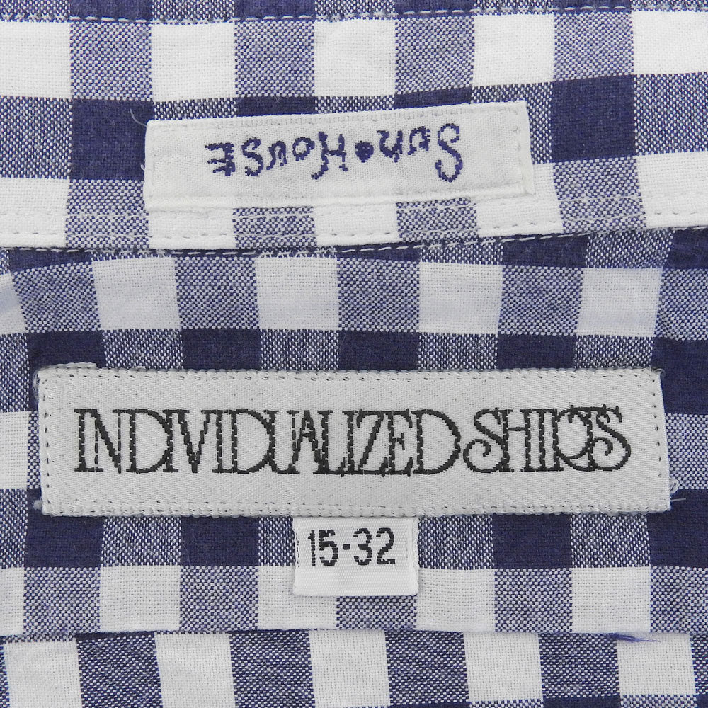 SUN HOUSE サンハウス 美品 INDIVIDUALIZED SHIRTS チェック柄 ボタンダウンシャツ トップス メンズ ブルー×ホワイト 15・32 トップス