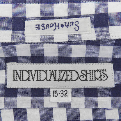 SUN HOUSE サンハウス 美品 INDIVIDUALIZED SHIRTS チェック柄 ボタンダウンシャツ トップス メンズ ブルー×ホワイト 15・32 トップス