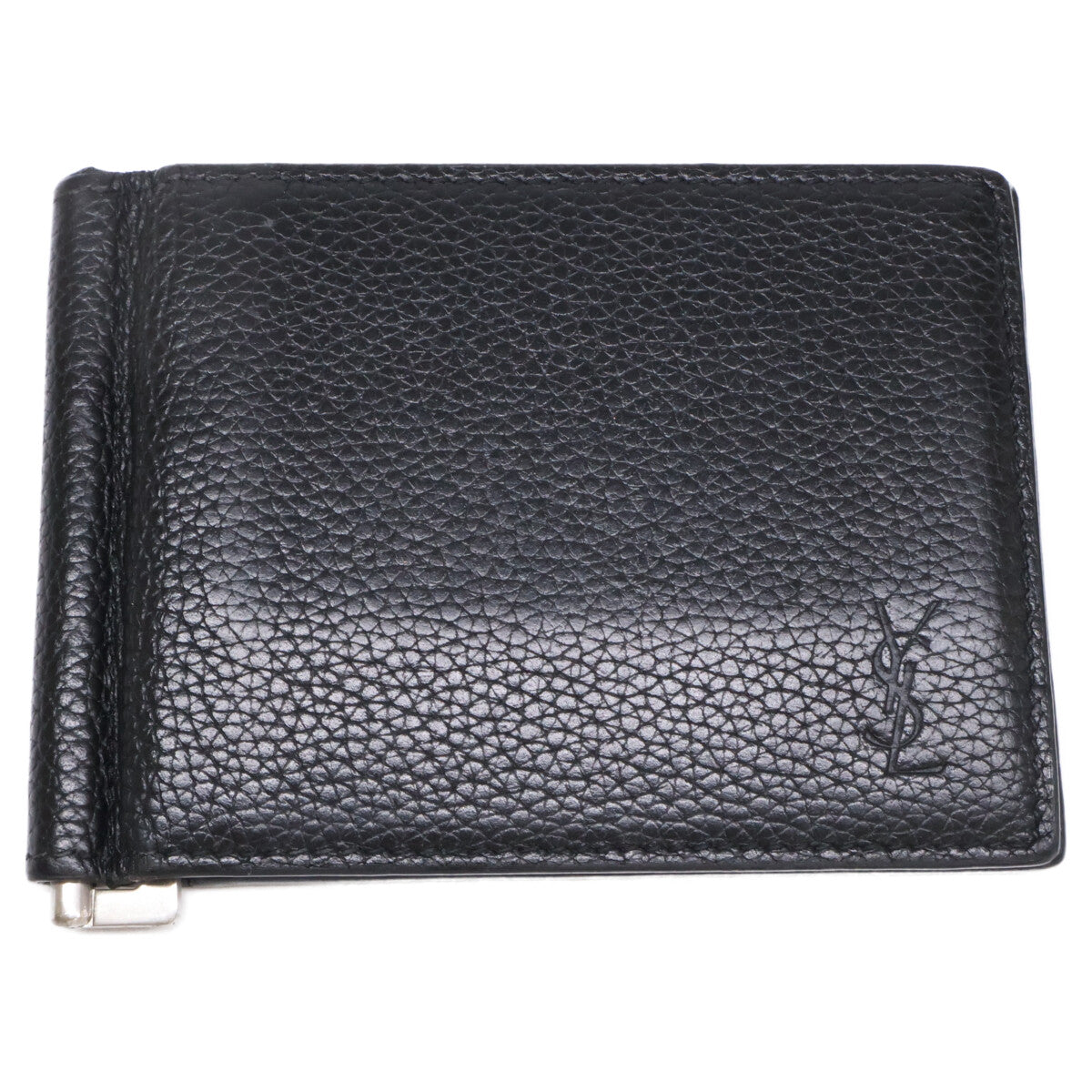 YvesSaintLaurent イヴサンローラン マネークリップ付 レザー 二つ折り財布 二つ折り財布（小銭入れなし）