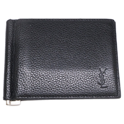 YvesSaintLaurent イヴサンローラン マネークリップ付 レザー 二つ折り財布 二つ折り財布（小銭入れなし）