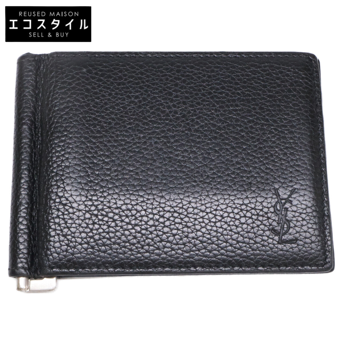 YvesSaintLaurent イヴサンローラン マネークリップ付 レザー 二つ折り財布 二つ折り財布（小銭入れなし）