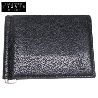 YvesSaintLaurent イヴサンローラン マネークリップ付 レザー 二つ折り財布 二つ折り財布（小銭入れなし）