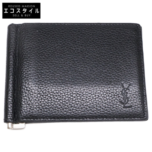 YvesSaintLaurent イヴサンローラン マネークリップ付 レザー 二つ折り財布 二つ折り財布（小銭入れなし）