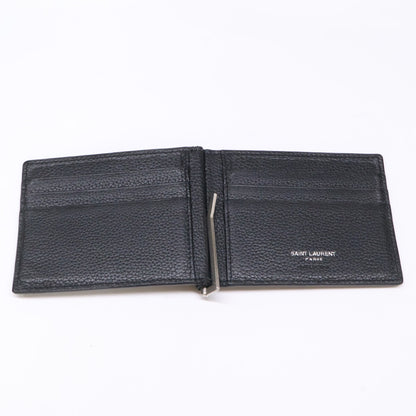 YvesSaintLaurent イヴサンローラン マネークリップ付 レザー 二つ折り財布 二つ折り財布（小銭入れなし）