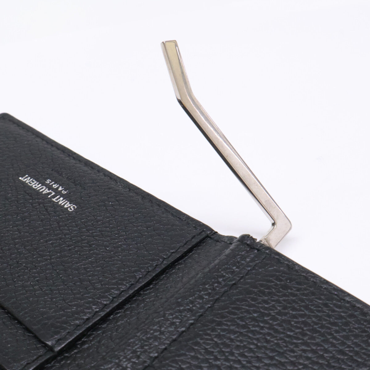 YvesSaintLaurent イヴサンローラン マネークリップ付 レザー 二つ折り財布 二つ折り財布（小銭入れなし）