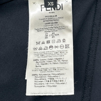 FENDI フェンディ 22年 FY1129AL28 ブラック エンボスロゴ ハーフスリーブコットンジャージーTシャツ トップス