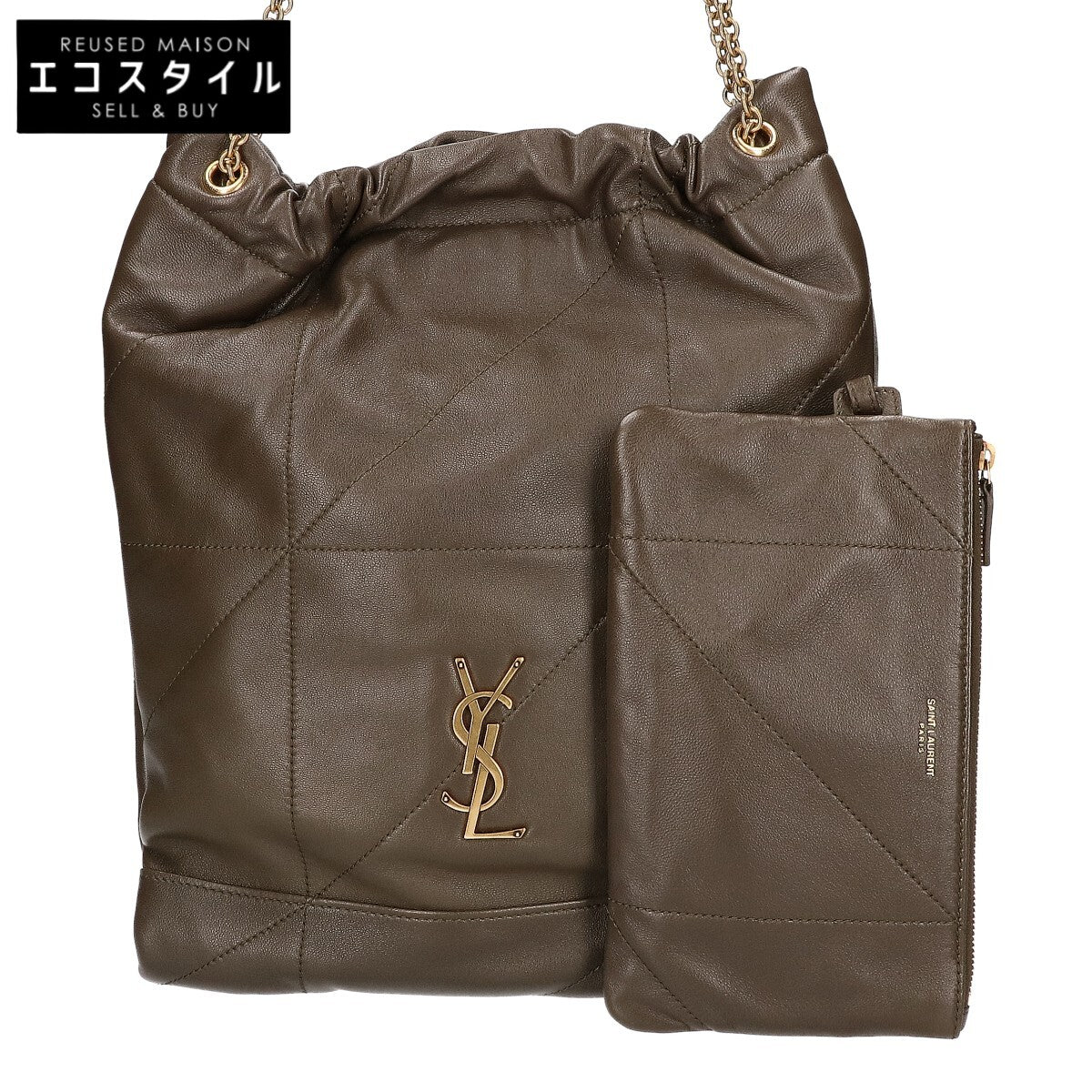 SAINT LAURENT PARIS サンローランパリ 新品同様 781666 JAMIE 4.3 ジェイミー ラムスキン ドローストリング チェーン ショルダーバッグ
