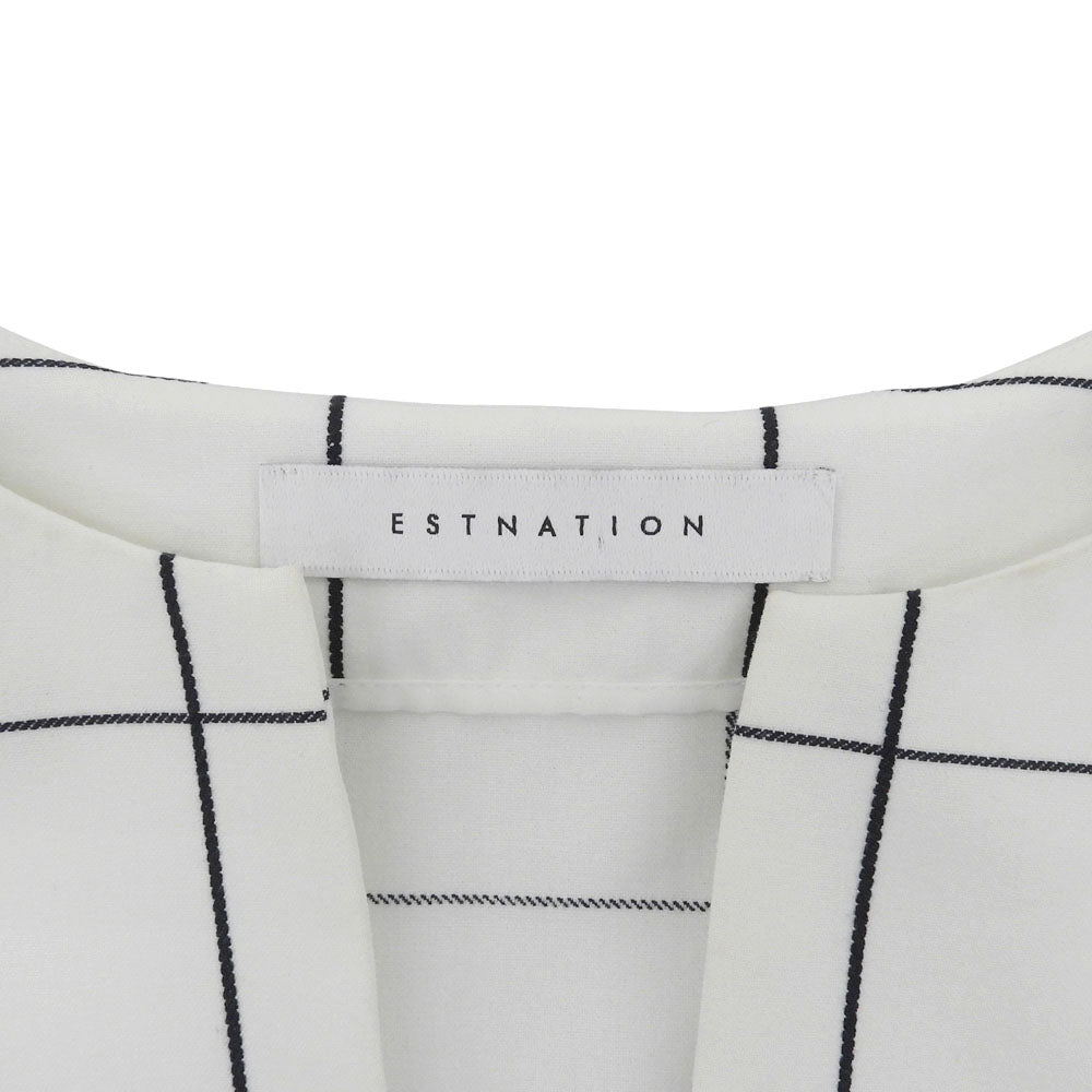 ESTNATION エストネーション レーヨン混 ベルト付き チェック ワンピース レディース ホワイト 36 ワンピース