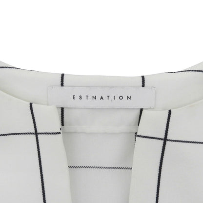 ESTNATION エストネーション レーヨン混 ベルト付き チェック ワンピース レディース ホワイト 36 ワンピース