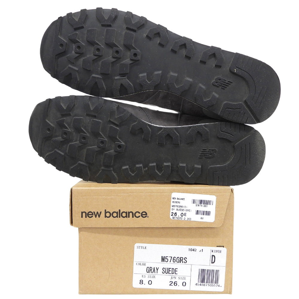 NEW BALANCE ニューバランス 美品 英国製 スエード スニーカー シューズ メンズ グレー 26.0cm M576GRS シューズ