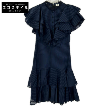 PRUNE GOLD SCHMIDT プルーンゴールドシュミット PGSS25DRE009 ネイビー コットン ストライプ ラッフルティアード ワンピース ワンピース