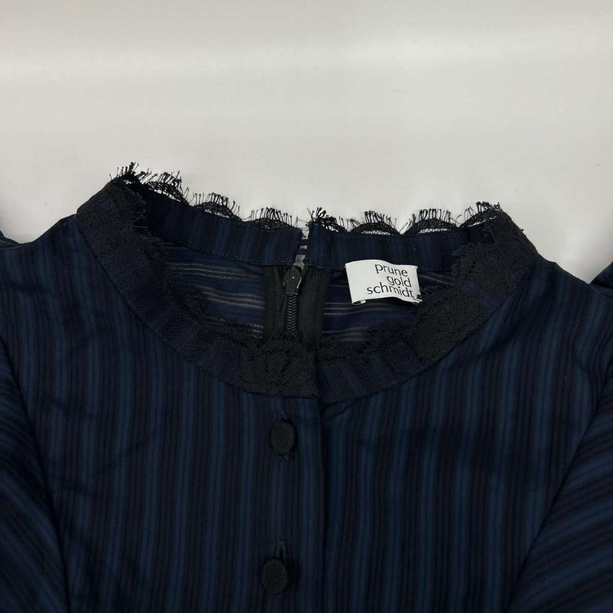 PRUNE GOLD SCHMIDT プルーンゴールドシュミット PGSS25DRE009 ネイビー コットン ストライプ ラッフルティアード ワンピース ワンピース