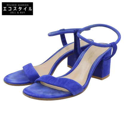 Gianvito Rossi ジャンヴィト・ロッシ スエード アンクルストラップ サンダル シューズ レディース ブルー 34 1/2 31296 シューズ