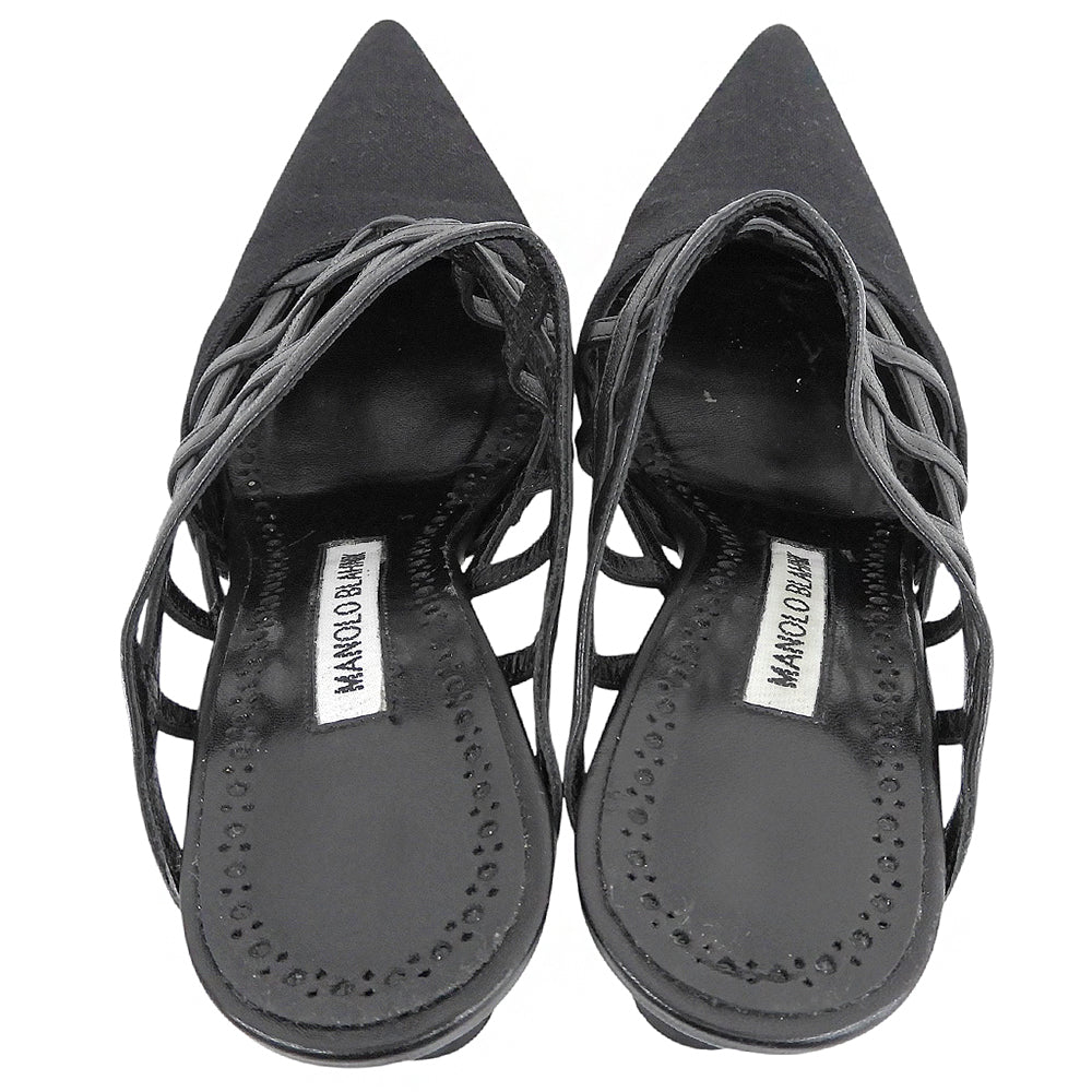 MANOLO BLAHNIK マノロブラニク 美品 ASALA サンダル シューズ レディース 黒 ブラック 35 シューズ