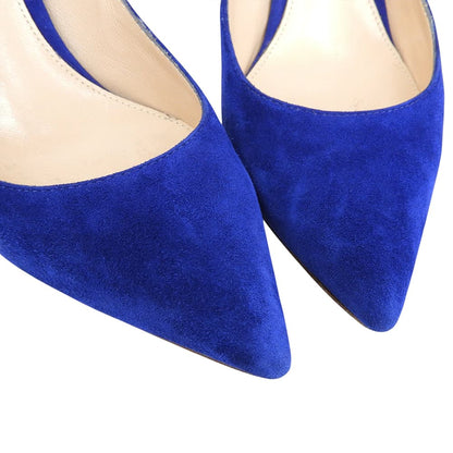 Gianvito Rossi ジャンヴィト・ロッシ 美品 スエード ポインテッドトゥ パンプス シューズ レディース ブルー 34 1/2 26770 シューズ