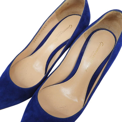 Gianvito Rossi ジャンヴィト・ロッシ 美品 スエード ポインテッドトゥ パンプス シューズ レディース ブルー 34 1/2 26770 シューズ