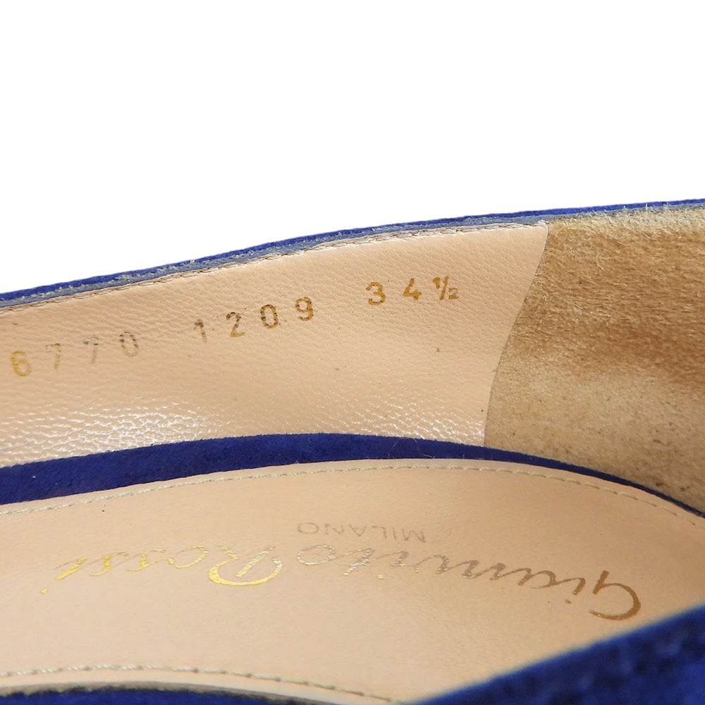Gianvito Rossi ジャンヴィト・ロッシ 美品 スエード ポインテッドトゥ パンプス シューズ レディース ブルー 34 1/2 26770 シューズ