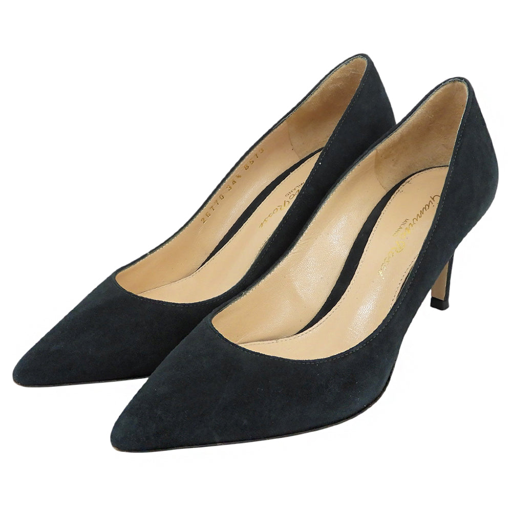 Gianvito Rossi ジャンヴィト・ロッシ 美品 スエード ポインテッドトゥ パンプス シューズ レディース グリーン 34 1/2 26770 シューズ