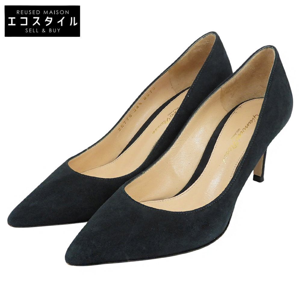 Gianvito Rossi ジャンヴィト・ロッシ 美品 スエード ポインテッドトゥ パンプス シューズ レディース グリーン 34 1/2 26770 シューズ