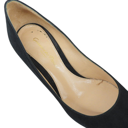 Gianvito Rossi ジャンヴィト・ロッシ 美品 スエード ポインテッドトゥ パンプス シューズ レディース グリーン 34 1/2 26770 シューズ